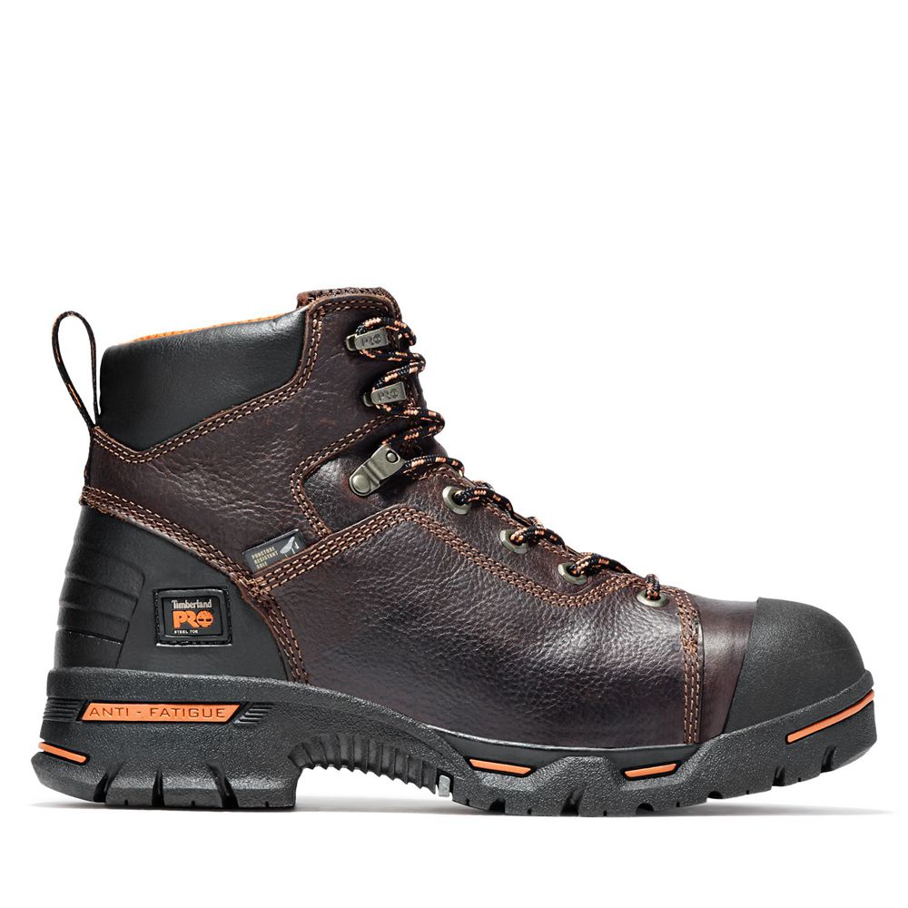 Timberland Μποτακια Εργασίας Ανδρικα Βαθυ Καφε - Pro® Endurance 6" Steel Toe - Greece 1396042-QS